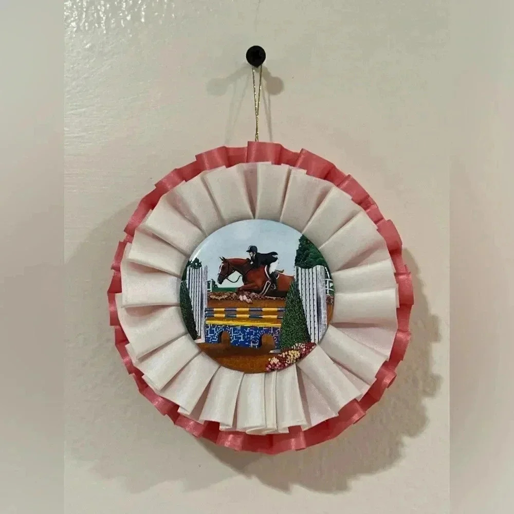 Equestrian jumping horse show ribbon ornament